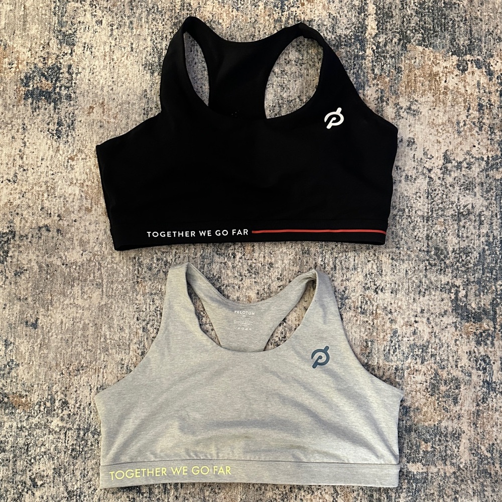 Peloton Women’s Racerback Sports Bras in Black and Light Gray